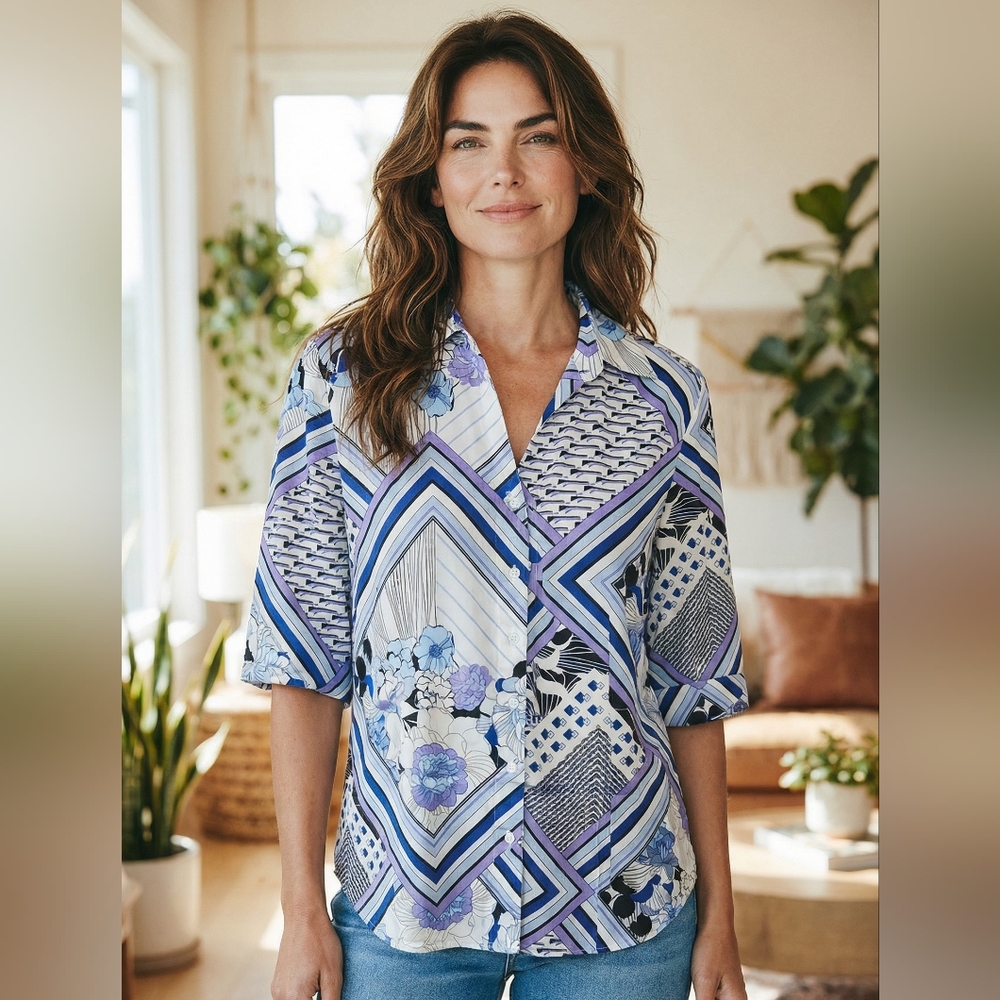 New York & Co  Geometric Blouse